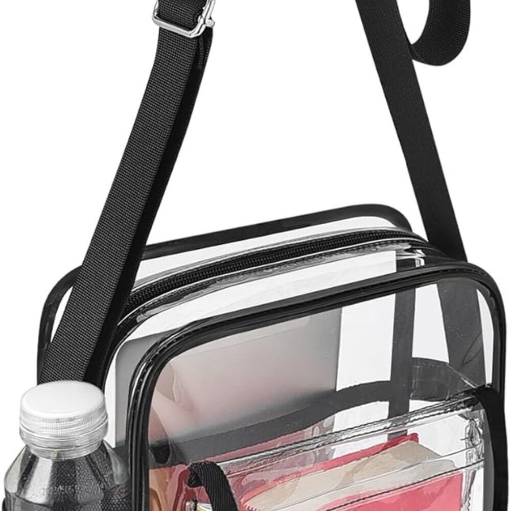 Clear Crossbody Bag for Stadium Events & Concerts - Adjustable Shoulder Strap Pu